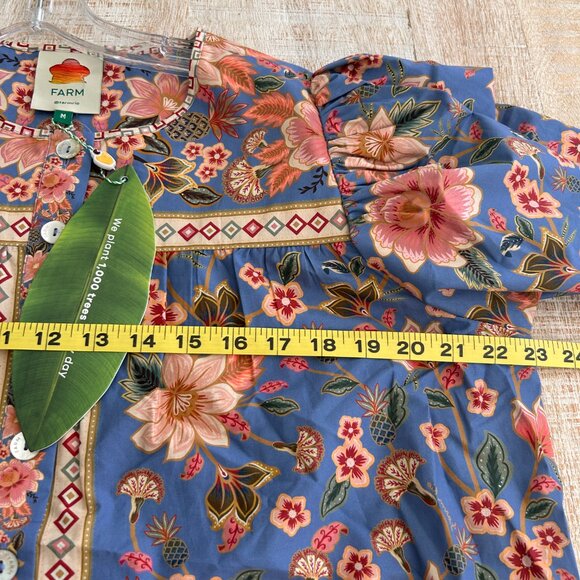 Farm Rio Superbloom Tapestry Blue Mini Floral Dress NWT Size Medium NWT - Picture 11 of 11